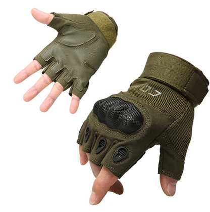 Half Finger Rubber Knuckle Protective Tactical Gloves