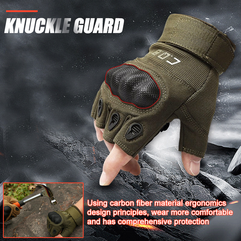 Half Finger Rubber Knuckle Protective Tactical Gloves